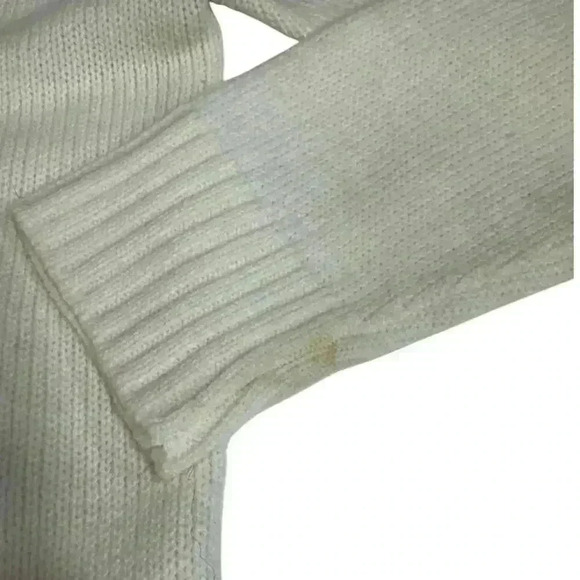 Vintage 100% Acrylic Button Down Cardigan Creamy Ivory Opaque Flat Buttons Sz 38 - Picture 4 of 12